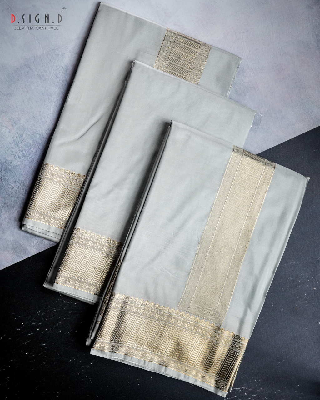Classic- Grey fine silk dhoti set