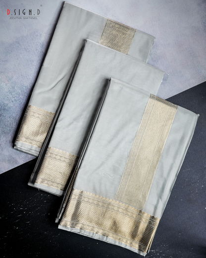 Classic- Grey fine silk dhoti set
