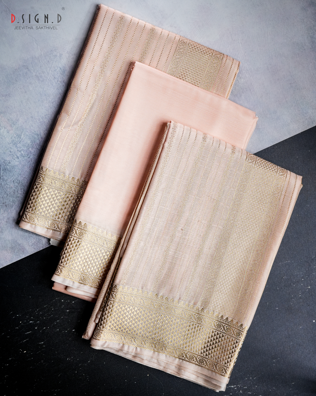 Soft Pink Fine silk dhoti Set - Bridal