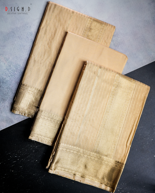 Gold Fine silk dhoti Set - Bridal
