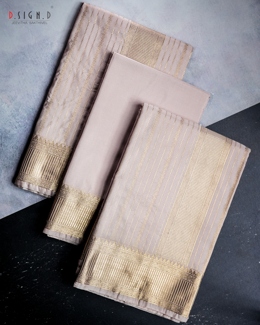 Beige Fine silk dhoti Set - Bridal