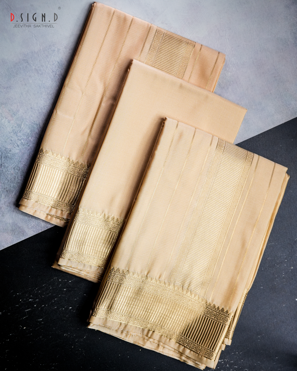 Gold soft silk dhoti Set - Bridal