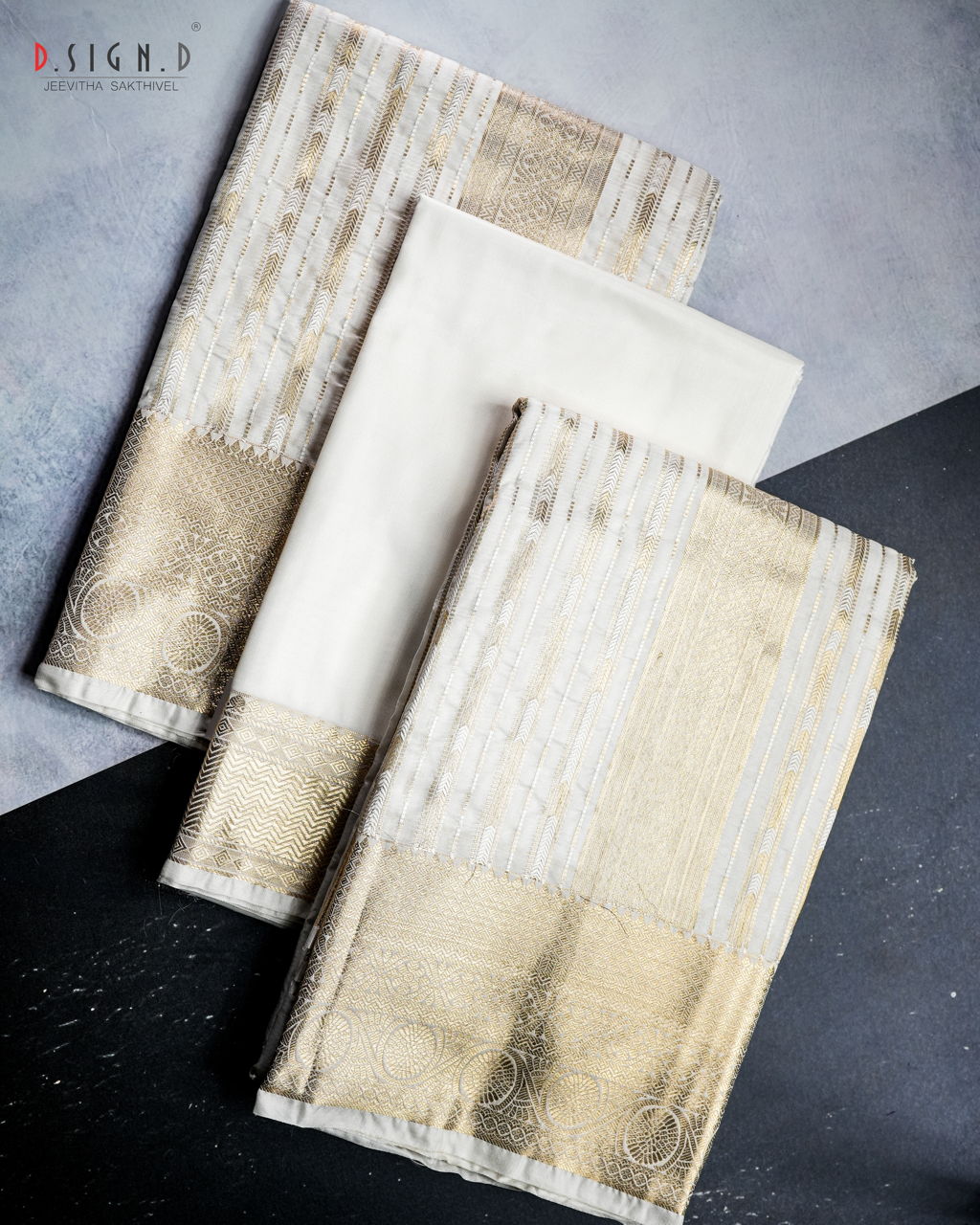 DHARA WHITE FINE SILK DHOTI SET