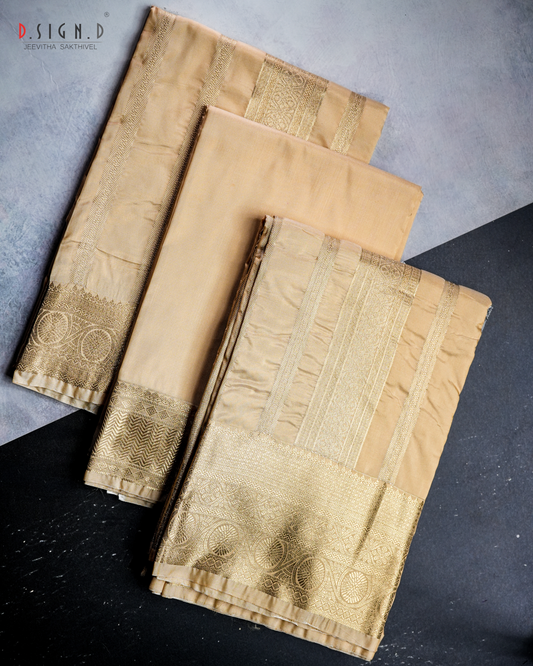 GOLD FINE SILK DHOTI SET SUTRA