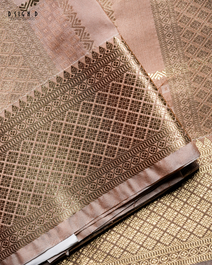 ROSE GOLD SIRU KATTAM SOFT SILK DHOTI SET WITH CHECKS SHIRT