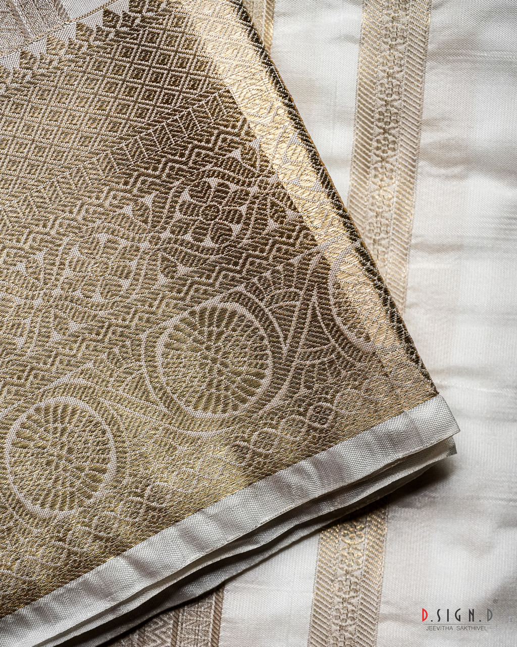 WHITE FINE SILK DHOTI SET SUTRA