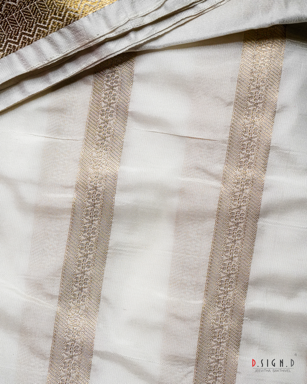 WHITE FINE SILK DHOTI SET SUTRA