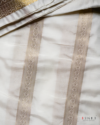 WHITE FINE SILK DHOTI SET SUTRA