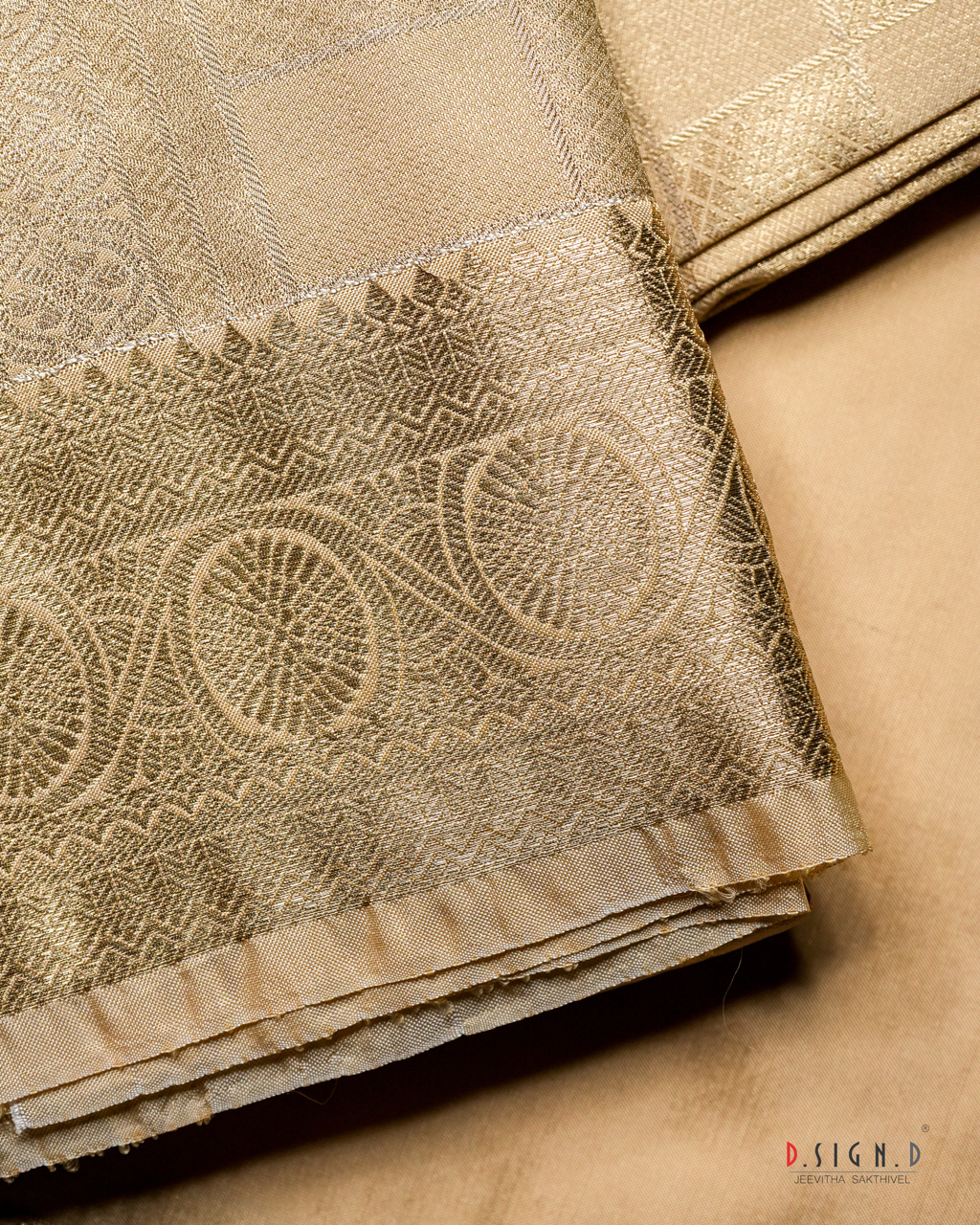 GOLD  TISSUE KATTAM FINE SILK DHOTI SET - BRIDAL