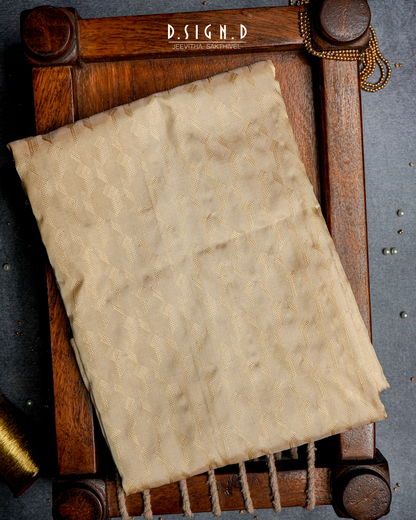 Ombre Weave pure silk dhoti with Angavastram - gold