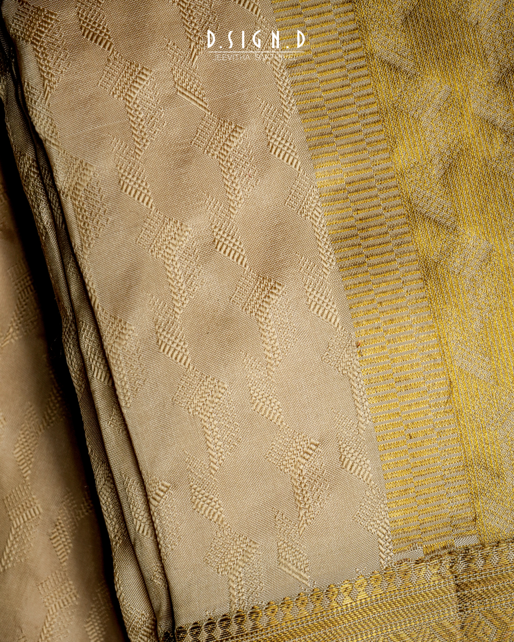 Ombre Weave pure silk dhoti with Angavastram - gold