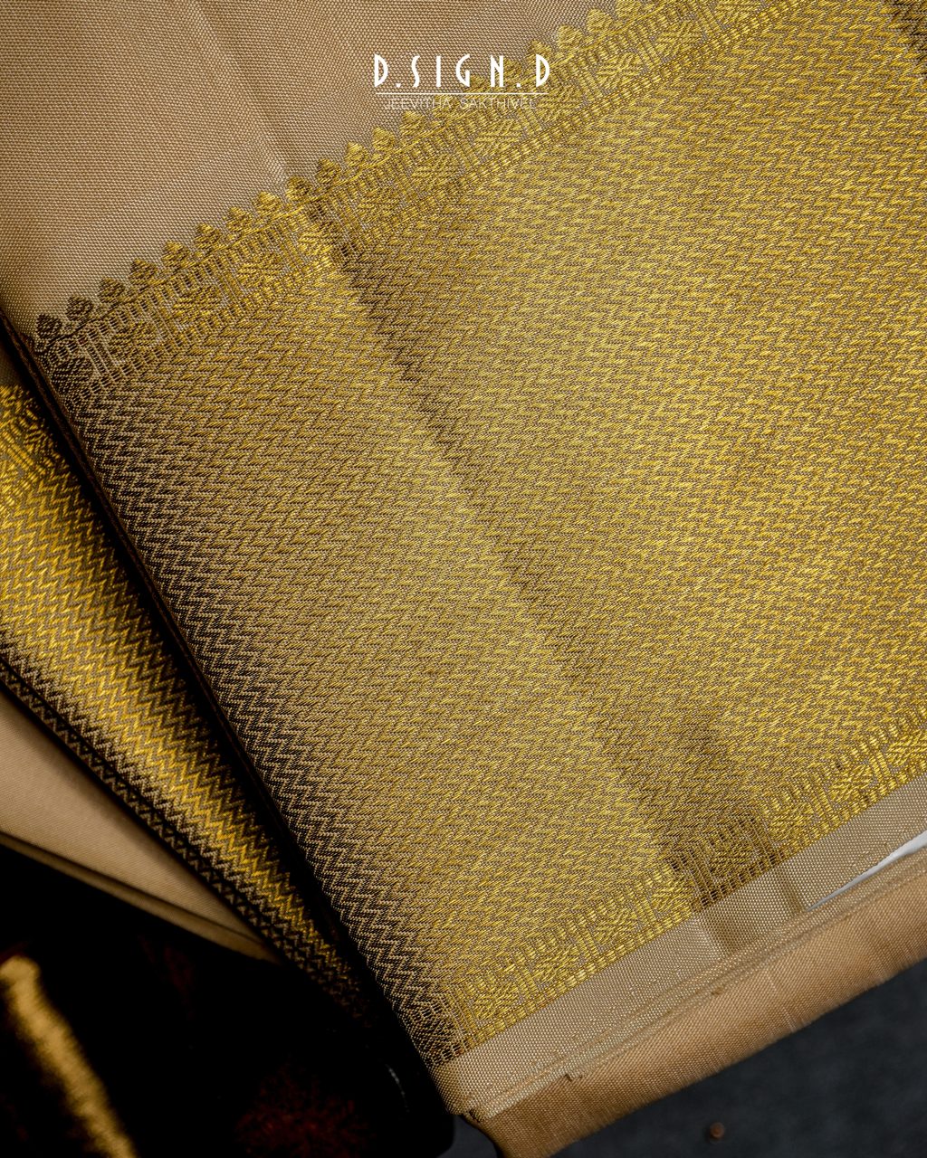 classic Handwoven sandal Pure Silk Dhoti with Angavastram