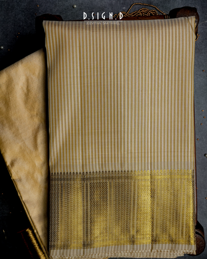 GOLD PURE SILK HANDLOOM STRIPED DHOTI