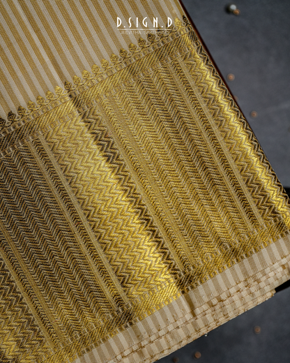 GOLD PURE SILK HANDLOOM STRIPED DHOTI
