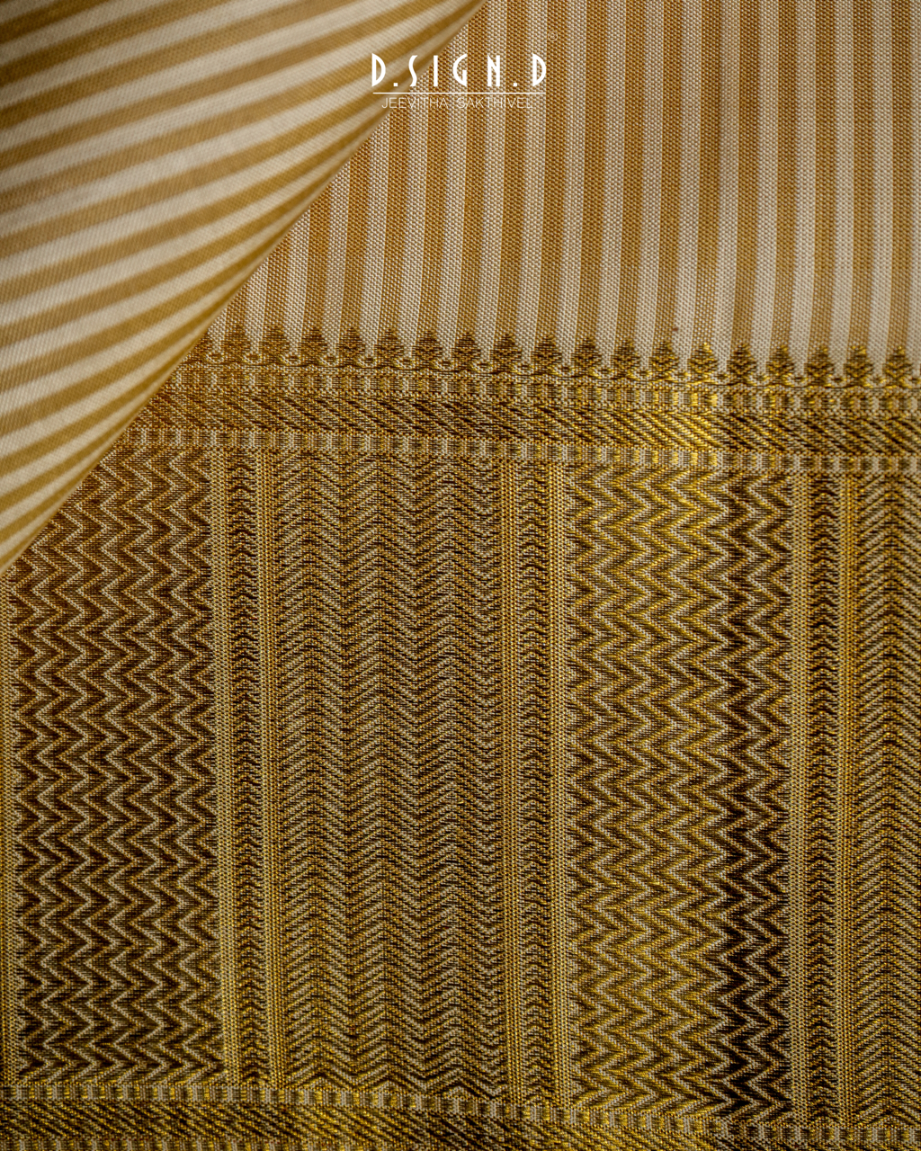 GOLD PURE SILK HANDLOOM STRIPED DHOTI