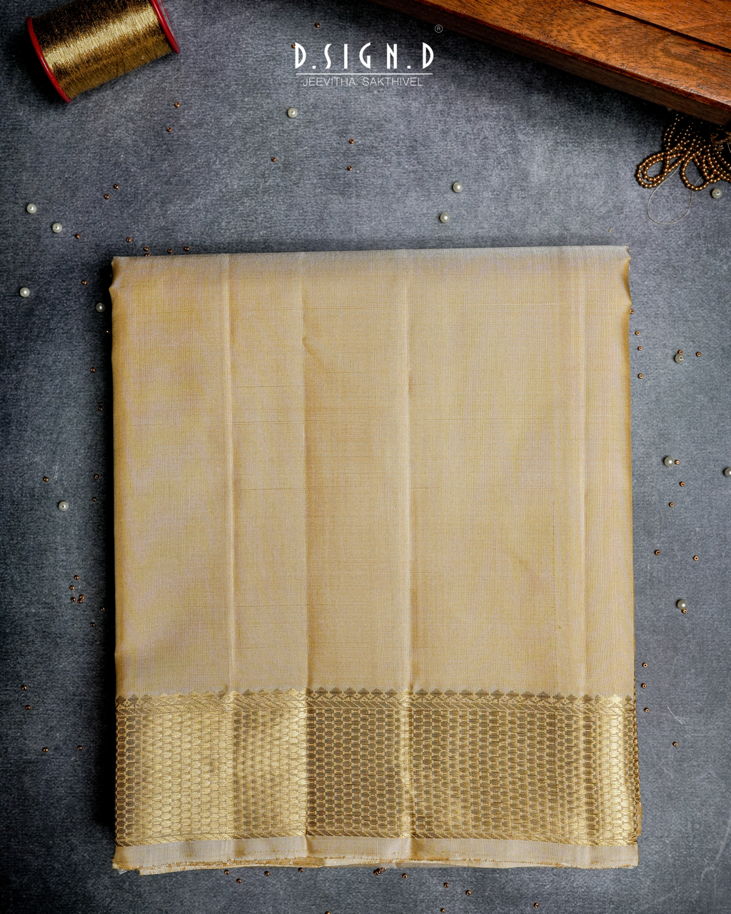 CLASSIC HANDLOOM PURE SILK DHOTI 9x5 - HONEYCOMB BORDER