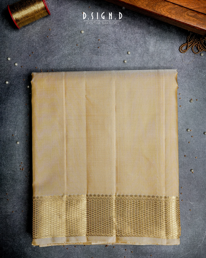 CLASSIC HANDLOOM PURE SILK DHOTI 9x5 - HONEYCOMB BORDER