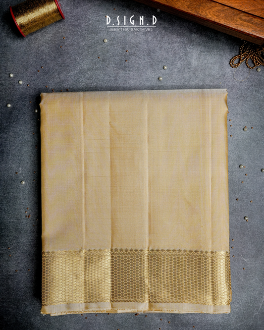 CLASSIC HANDLOOM PURE SILK DHOTI 9x5 - HONEYCOMB BORDER