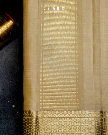 CLASSIC HANDLOOM PURE SILK DHOTI 9x5 - HONEYCOMB BORDER