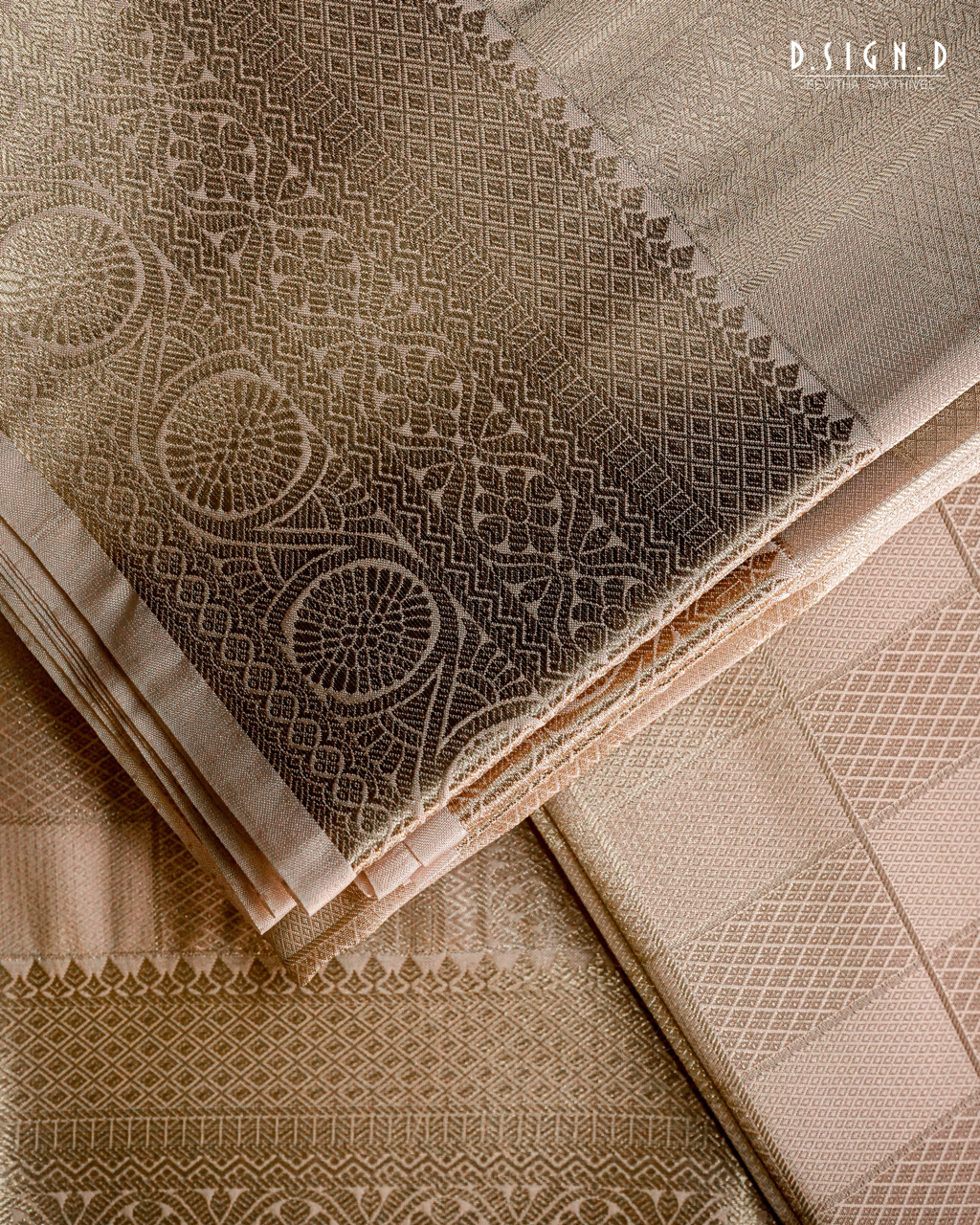 ROSE GOLD TISSUE KATTAM FINE SILK DHOTI SET - BRIDAL