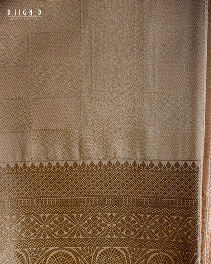 ROSE GOLD TISSUE KATTAM FINE SILK DHOTI SET - BRIDAL