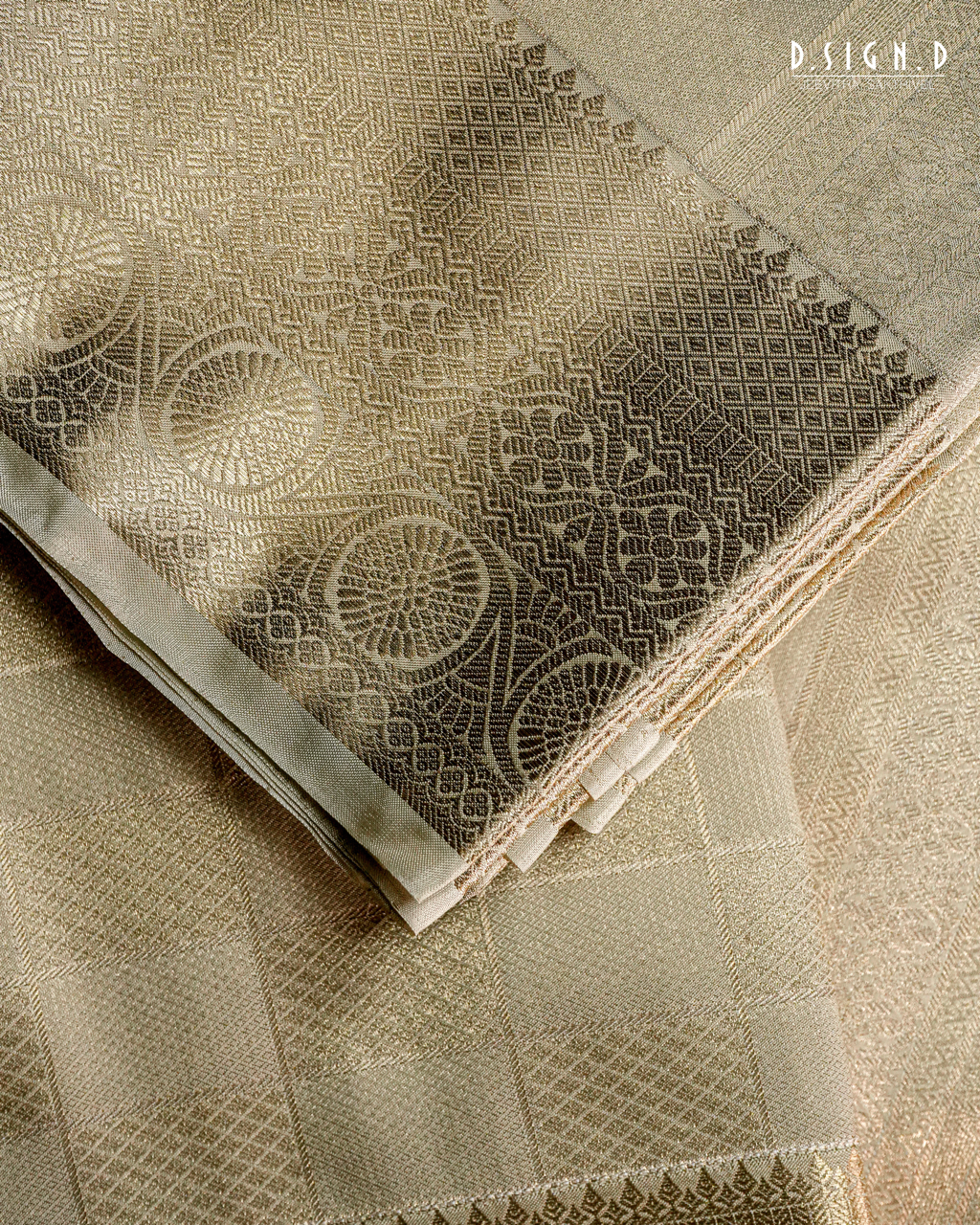 PISTA GREEN TISSUE KATTAM FINE SILK DHOTI SET - BRIDAL