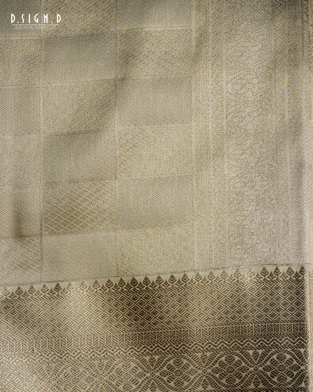 PISTA GREEN TISSUE KATTAM FINE SILK DHOTI SET - BRIDAL