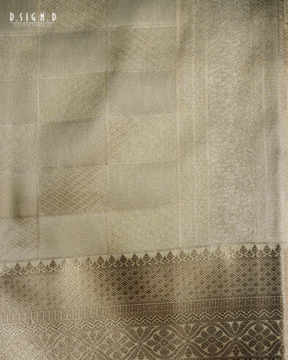 PISTA GREEN TISSUE KATTAM FINE SILK DHOTI SET - BRIDAL