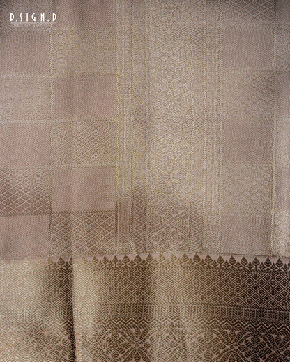 BEIGE TISSUE KATTAM FINE SILK DHOTI SET - BRIDAL