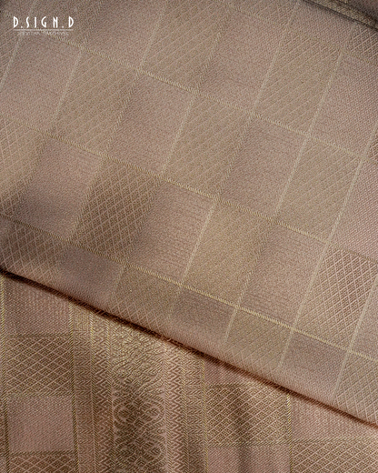 BEIGE TISSUE KATTAM FINE SILK DHOTI SET - BRIDAL