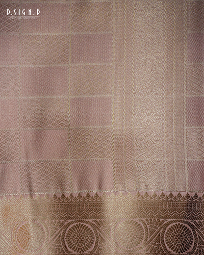 BRIDAL ROSE TISSUE KATTAM FINE SILK DHOTI SET - BRIDAL