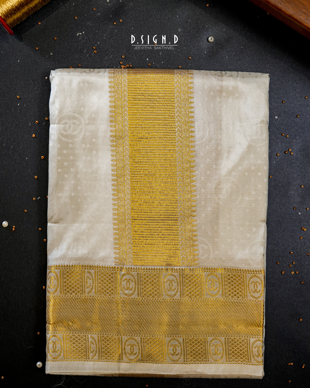 desi luxe designer silk dhoti - monogram