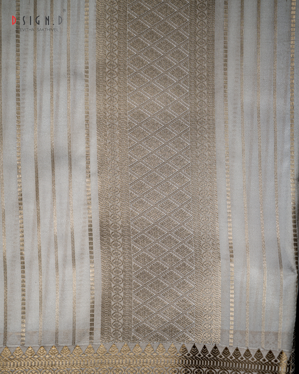 VASTRA WHITE FINE SILK DHOTI WITH PIN STRIPES SET