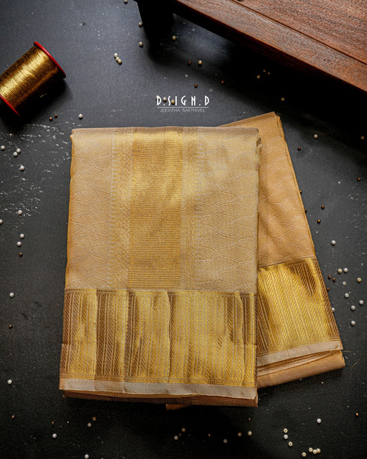 AAZHI PURE SILK DHOTI AND VASTRAM & SHIRT - CELESTIAL GOLD