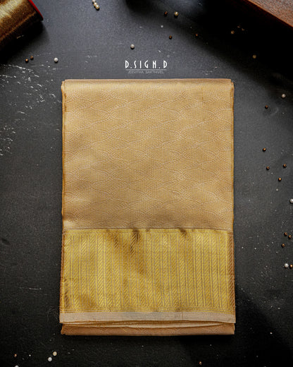AAZHI PURE SILK DHOTI AND VASTRAM & SHIRT - CELESTIAL GOLD