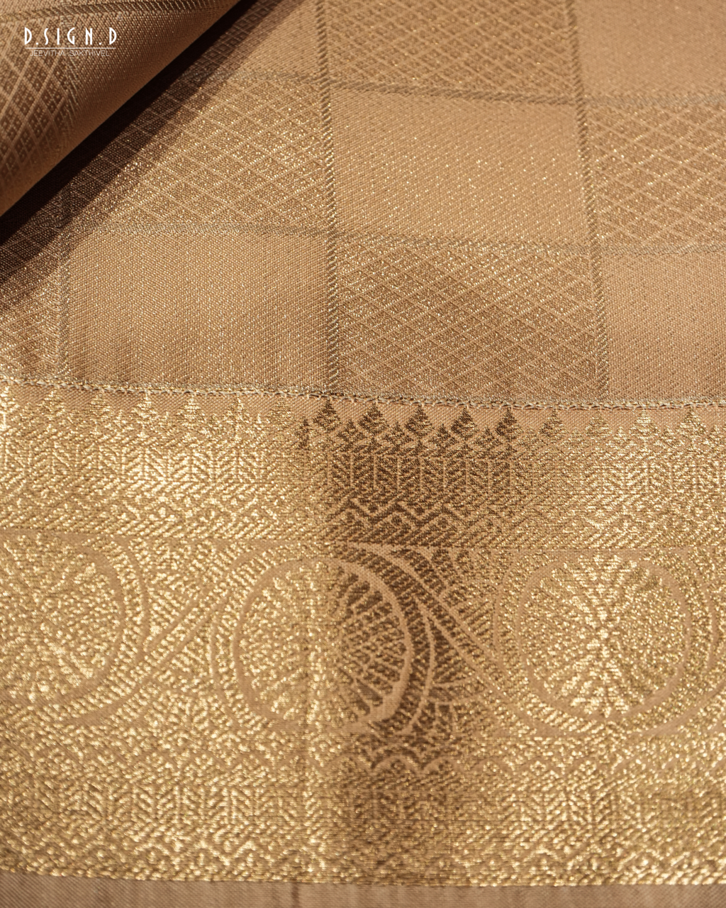 COPPER TISSUE KATTAM FINE SILK DHOTI SET - BRIDAL