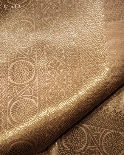 COPPER TISSUE KATTAM FINE SILK DHOTI SET - BRIDAL