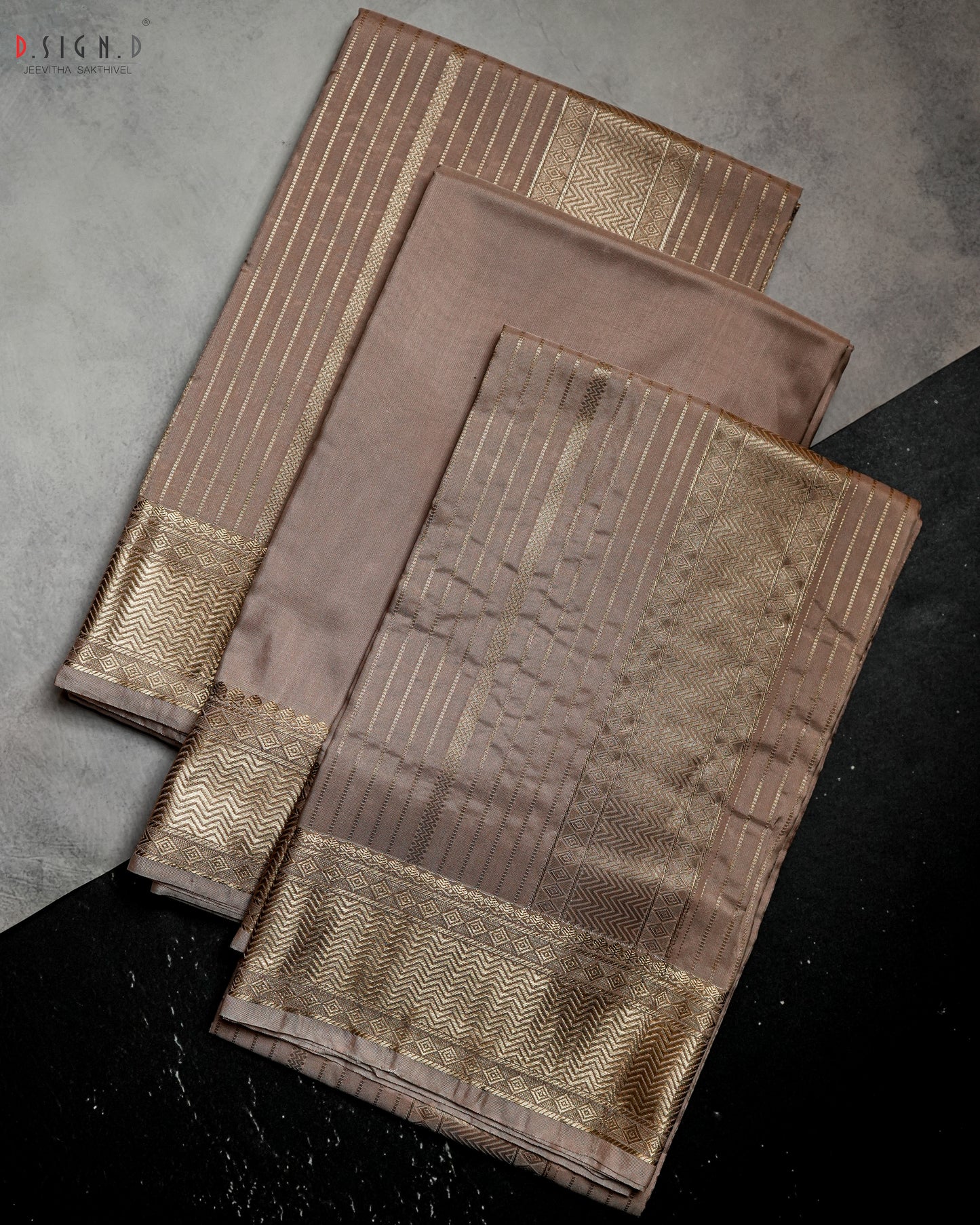 Rose Gold Fine silk dhoti Set - Bridal