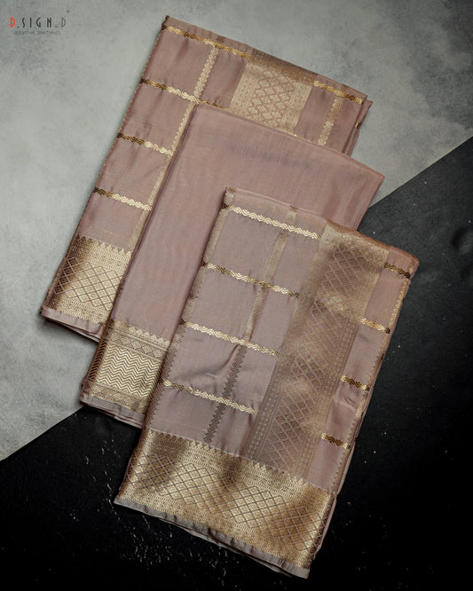 ROSE GOLD KATTAM FINE SILK DHOTI SET