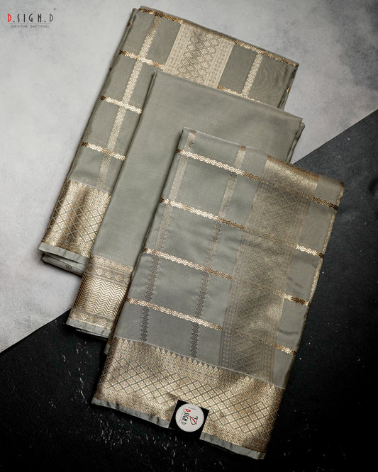 PISTA GREEN KATTAM FINE SILK DHOTI SET