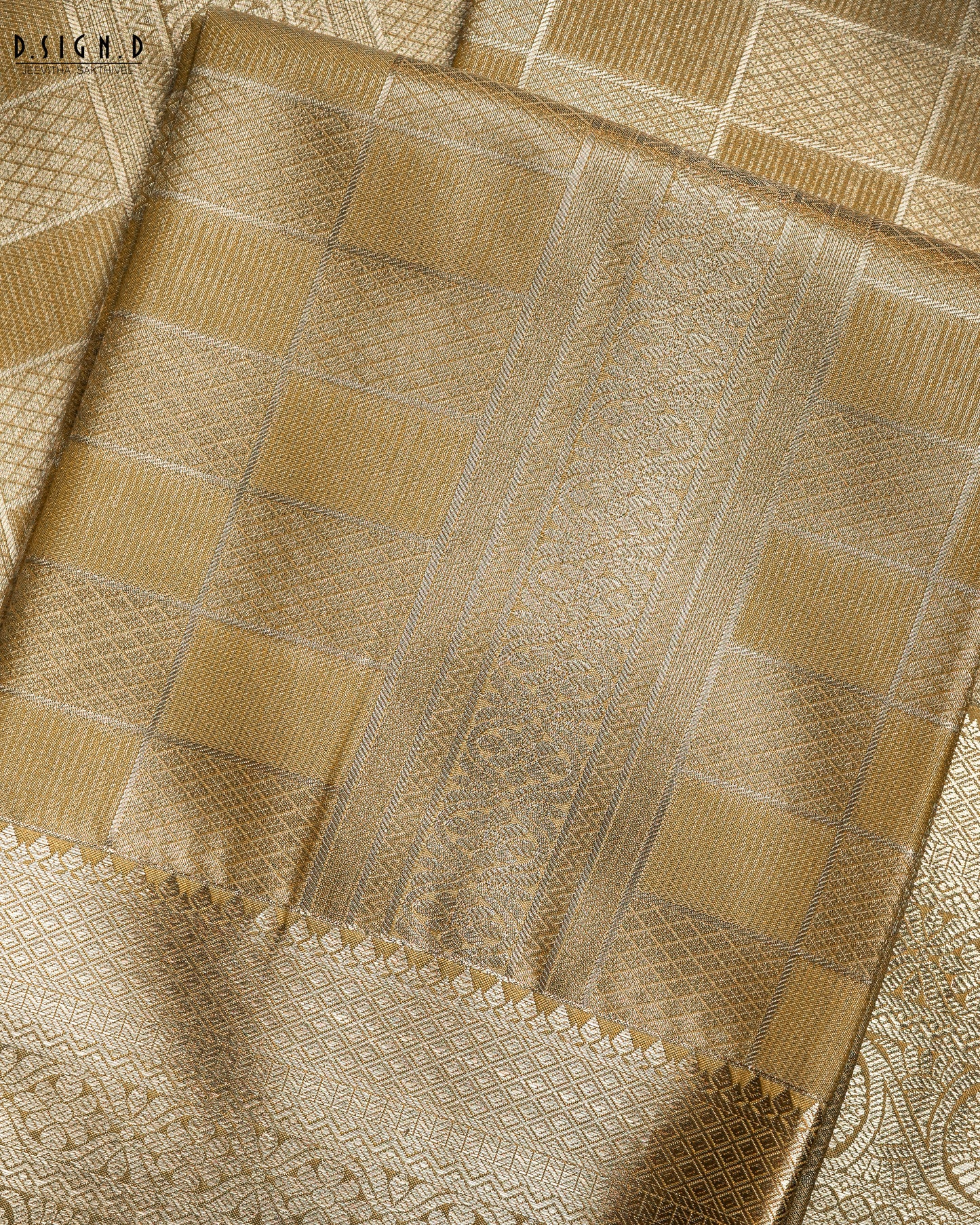 YELLOW GOLD  TISSUE KATTAM FINE SILK DHOTI SET