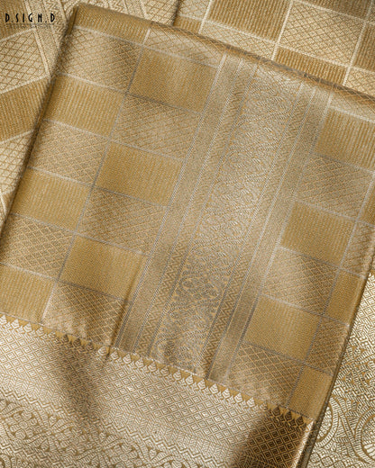 YELLOW GOLD  TISSUE KATTAM FINE SILK DHOTI SET