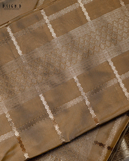 DARK GOLD KATTAM FINE SILK DHOTI SET