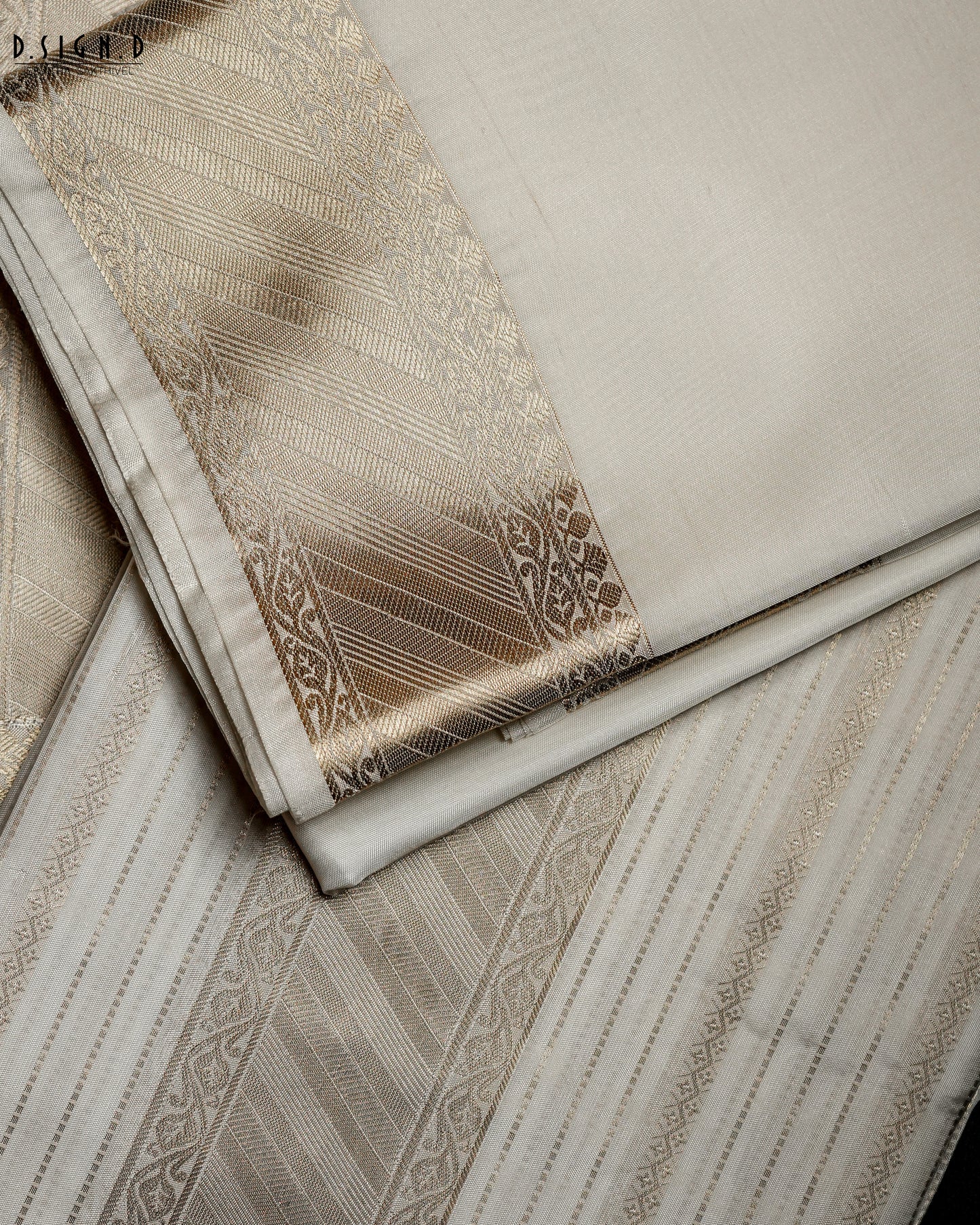 PARAMPARA WHITE FINE SILK DHOTI SET