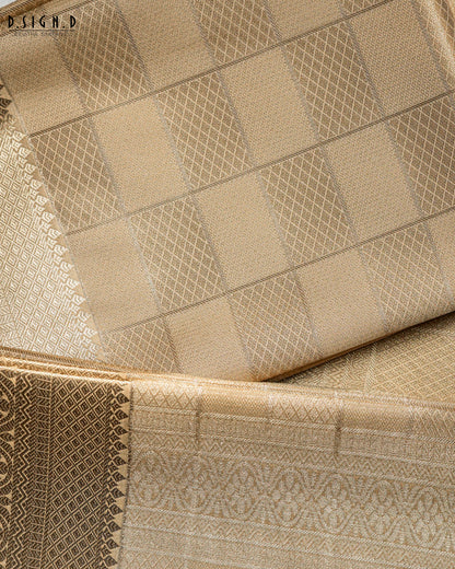 GOLD  TISSUE KATTAM FINE SILK DHOTI SET - BRIDAL