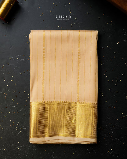 BLENDED SILK STRIPES HANDLOOM DHOTI - GOLD