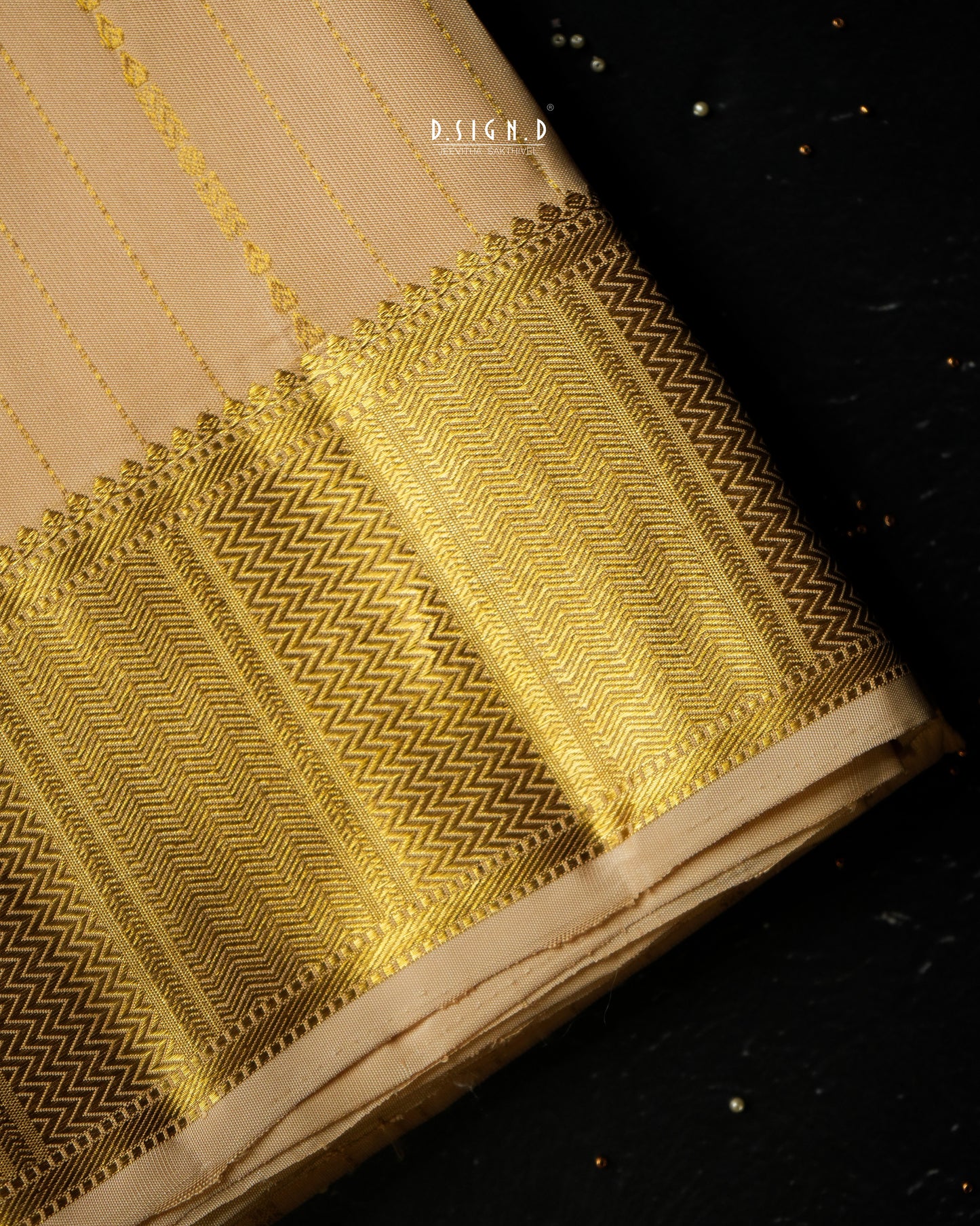 BLENDED SILK STRIPES HANDLOOM DHOTI - GOLD