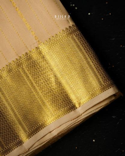BLENDED SILK STRIPES HANDLOOM DHOTI - GOLD
