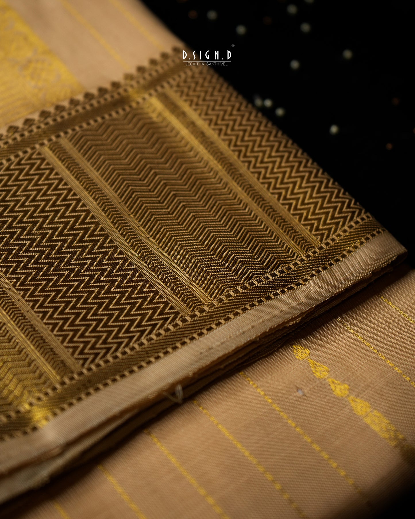 BLENDED SILK STRIPES HANDLOOM DHOTI - GOLD