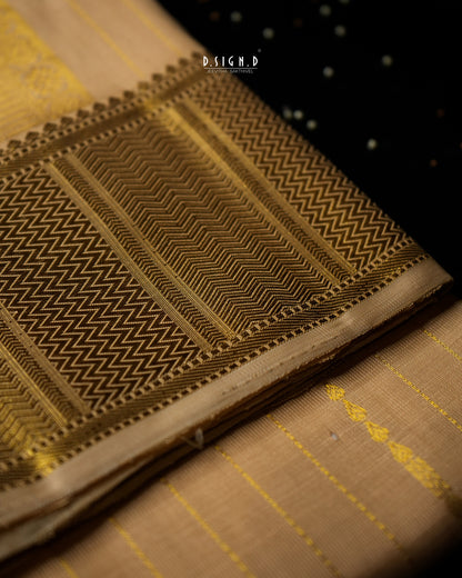 BLENDED SILK STRIPES HANDLOOM DHOTI - GOLD